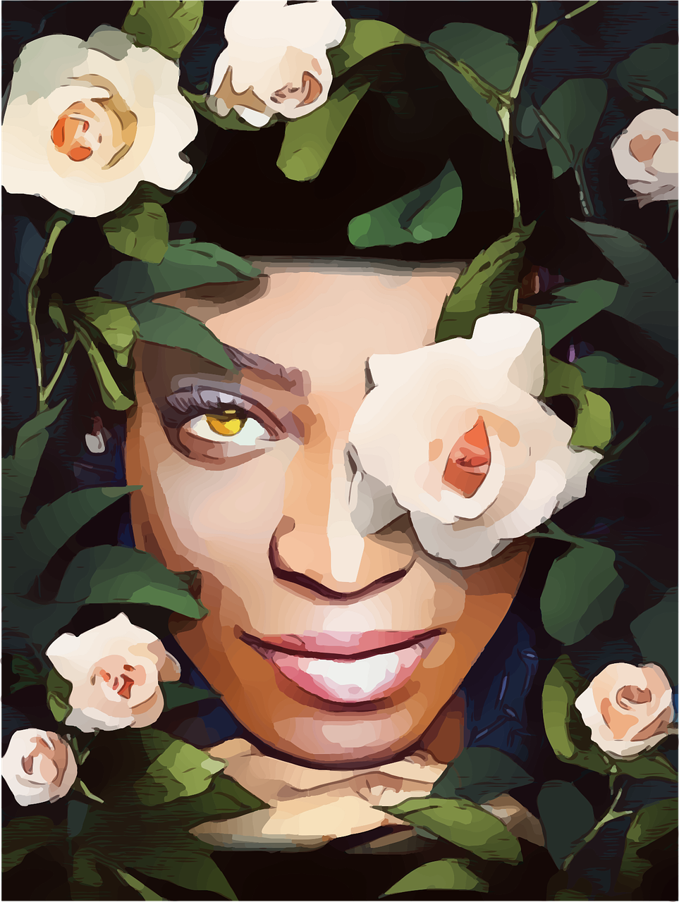 Watercolor illustration of a woman with flowers, symbolizing feminine wellness, calm, and soulful renewal for KLS Lifestyle